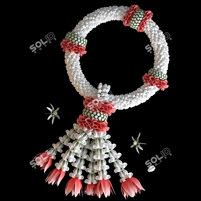 Thai Style Flower Garland: Exquisite 3D Decor 3D model image 1