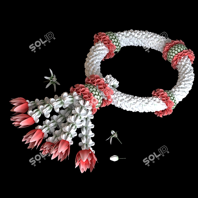 Thai Style Flower Garland: Exquisite 3D Decor 3D model image 2