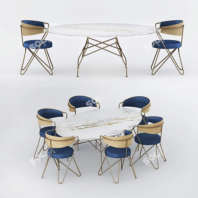 Elegant Kartell Table & Marmo Furniture Chairs Set 3D model image 1