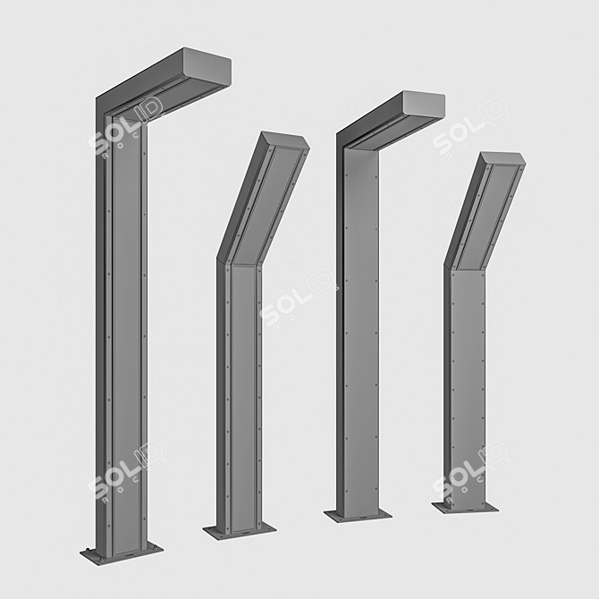 Sleek Stainless Steel LED Pathway Light 3D model image 4