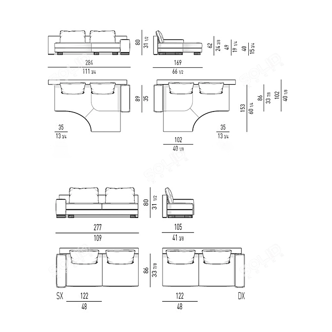 Curved Elegance: Minotti Daniels Sofa 3D model image 3