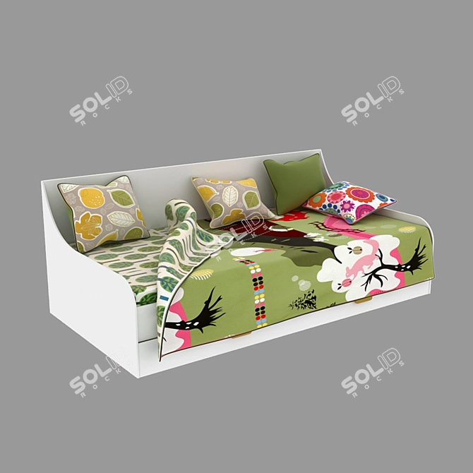 Scandinavian Style Sliding Bench Bed 3D model image 1