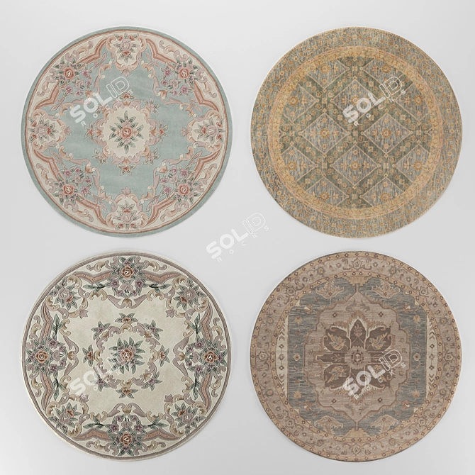 Classic Round Carpets Set 3D model image 1