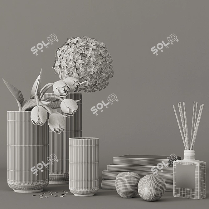 Elegant Blooms: Tulip and Hydrangea Set 3D model image 2