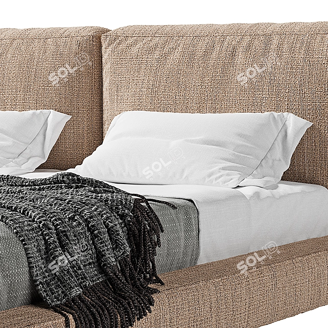 Ren Lovesit Bed - Modern Comfort on Conical Legs 3D model image 3