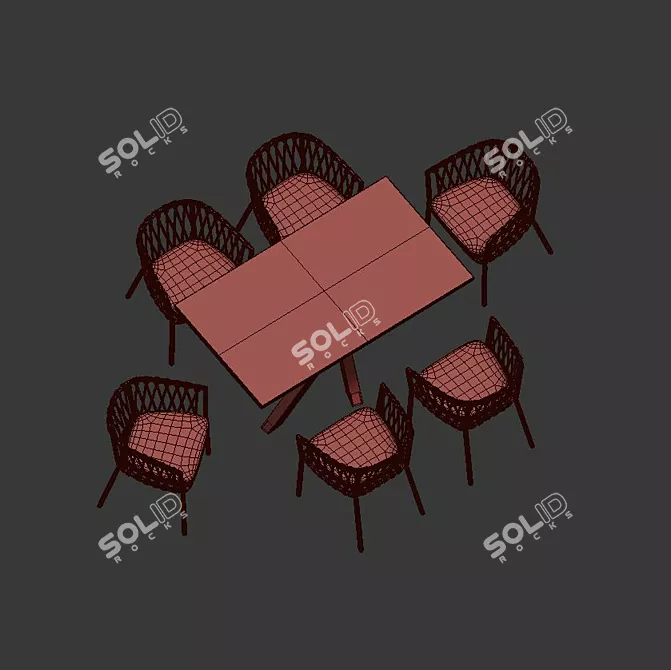 Elegant 4union Dining Set 3D model image 2