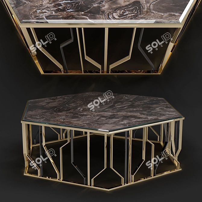 Sleek Art Deco Coffee Table 3D model image 1