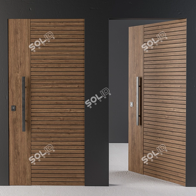 Sleek Wood Frameless Door 3D model image 1