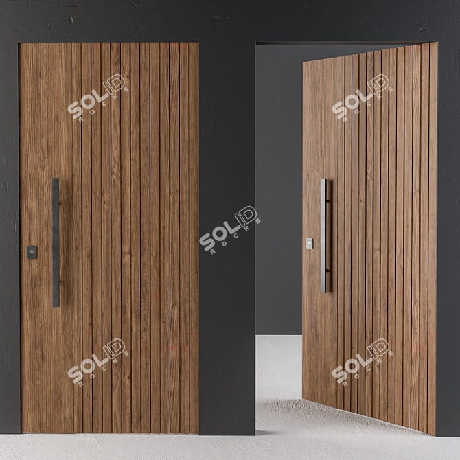 Sleek Wood Frameless Door 3D model image 2