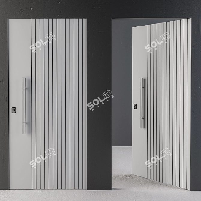 Sleek Wood Frameless Door 3D model image 4