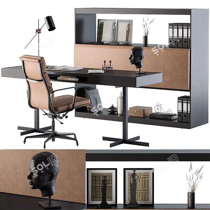 Executive Office Furniture Set 3D model image 1