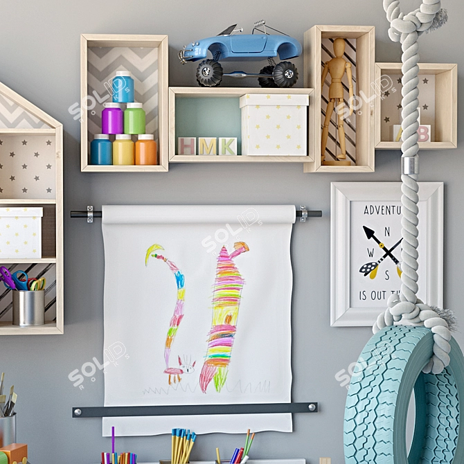 Kids Room Decor Set 3D model image 3