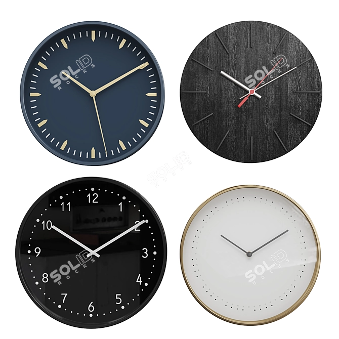 Sleek Wall Clock Set with Incredible Detail 3D model image 1