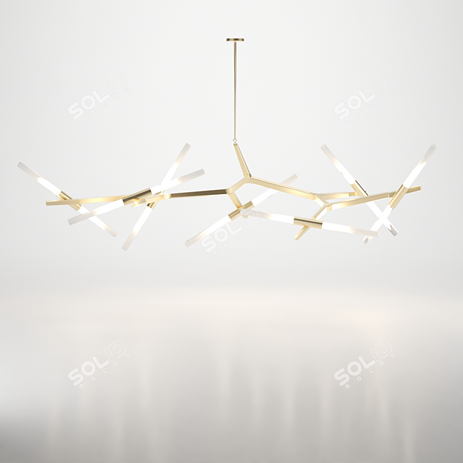 Golden Tear Chandelier: 14-Bulb Elegant Lighting 3D model image 1