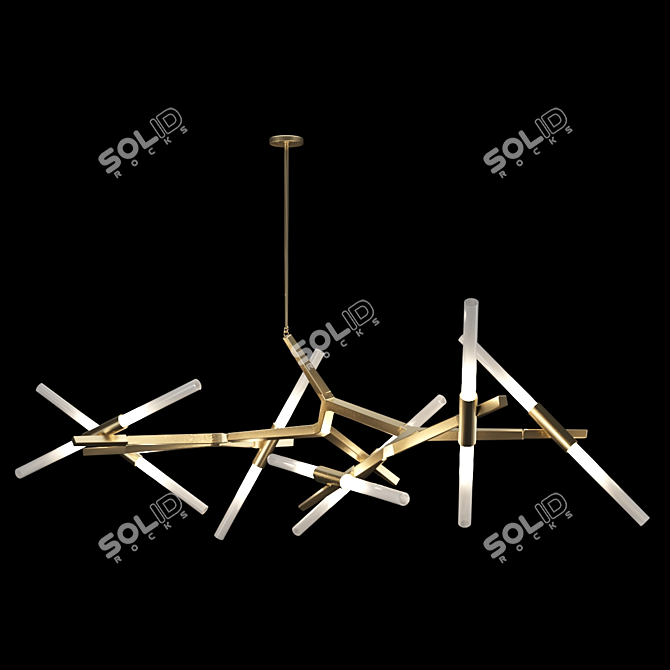 Golden Tear Chandelier: 14-Bulb Elegant Lighting 3D model image 2