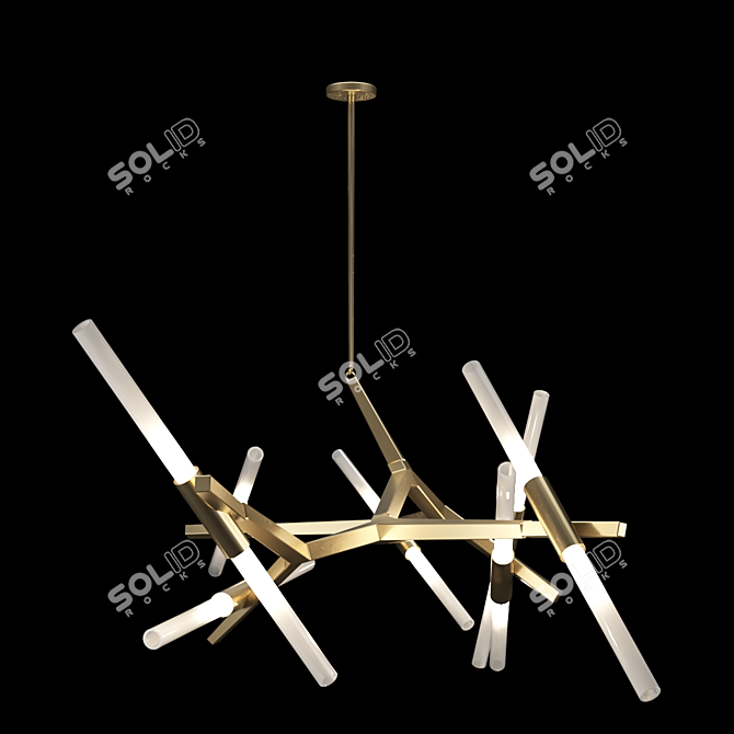 Golden Tear Chandelier: 14-Bulb Elegant Lighting 3D model image 4