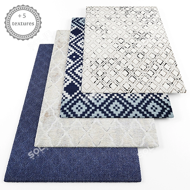 Modern Style Rugs Set with 5 Extra Textures 3D model image 1