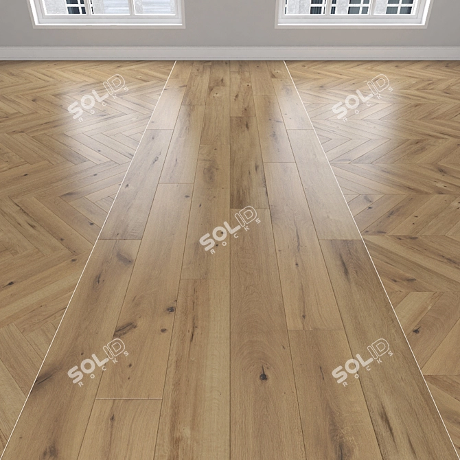 Versatile Oak Parquet: Herringbone, Linear & Chevron 3D model image 1