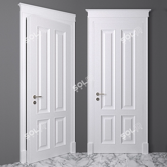 Elegant Classic White Door 3D model image 1