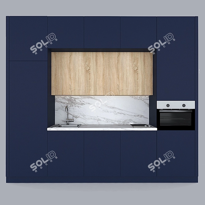 Sleek Modern Kitchen 3D model image 1