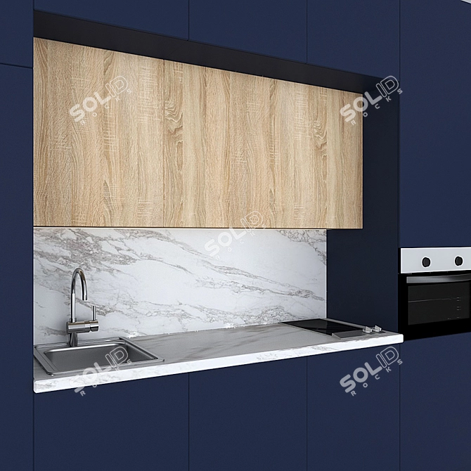Sleek Modern Kitchen 3D model image 2