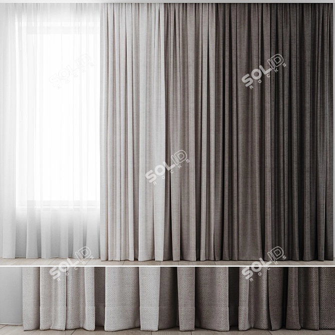 Colorful Curtain Set: 4 Options 3D model image 1