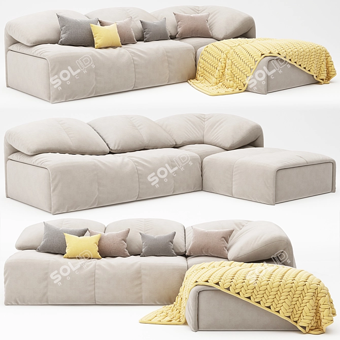 Sleek Modern Corner Sofa - Various Colors 3D model image 1