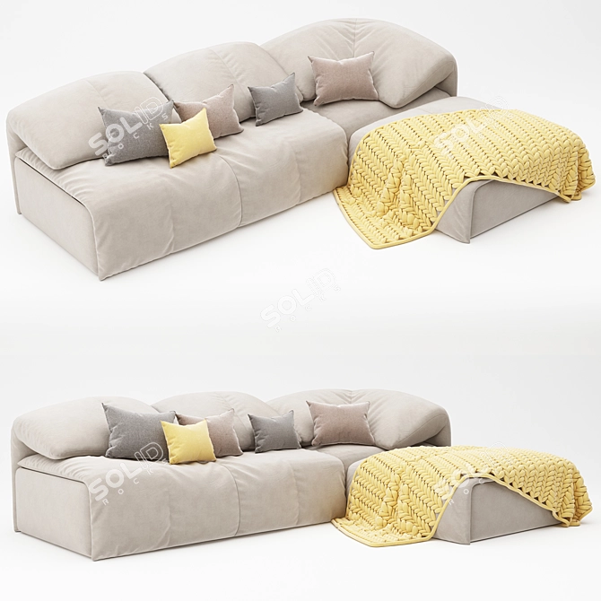 Sleek Modern Corner Sofa - Various Colors 3D model image 2