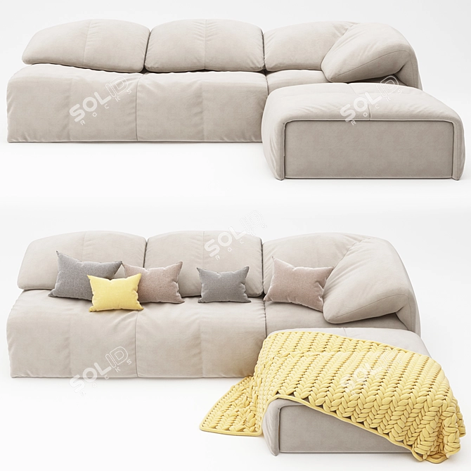 Sleek Modern Corner Sofa - Various Colors 3D model image 3