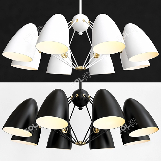 Modern Sputnik Pendant Light in Black & White 3D model image 4