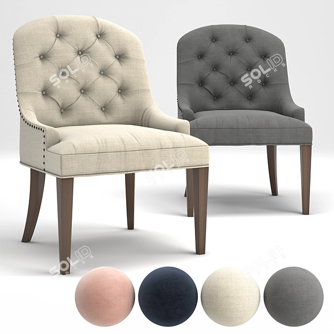 Elegant Lorraine Tufted Chair 3D model image 1