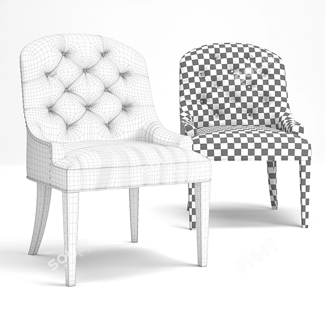 Elegant Lorraine Tufted Chair 3D model image 3