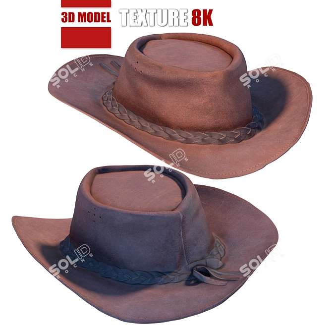 Premium Leather Hat: High-resolution, Retopologized Model 3D model image 1