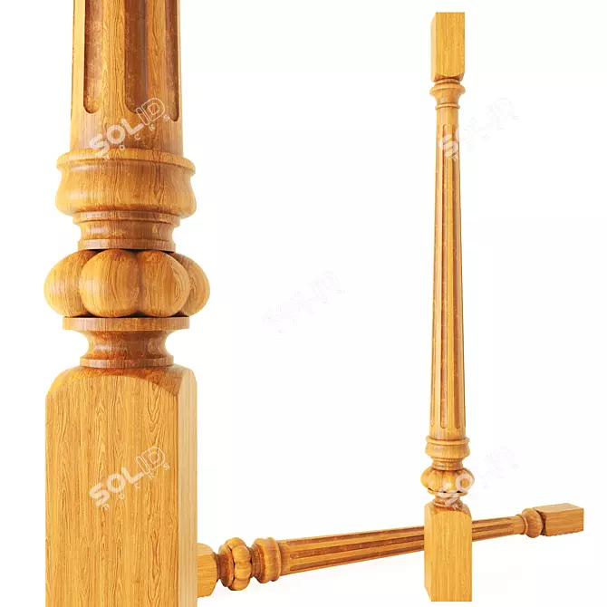 Wooden CNC Baluster 3D model image 1