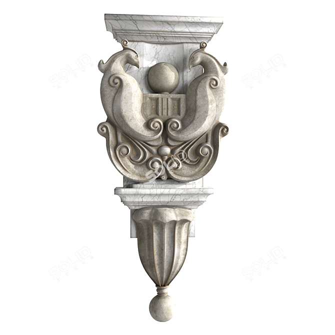 Elegant Bird Ornament 3D model image 1