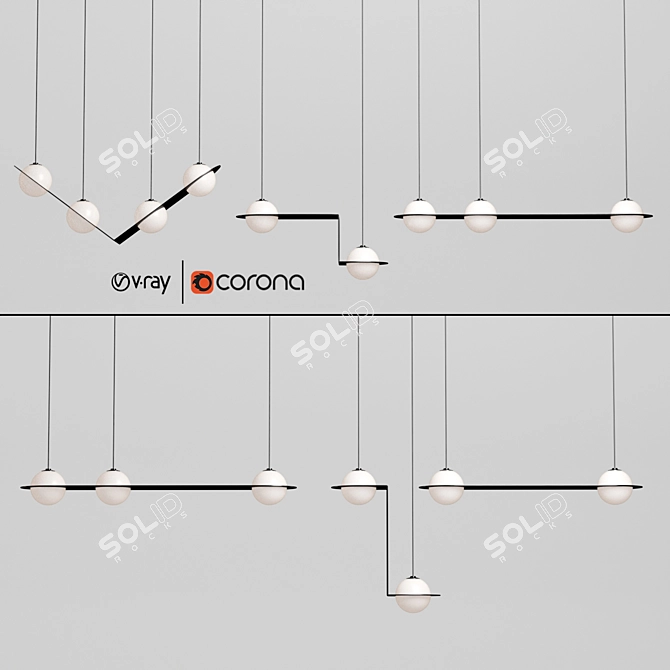 Elegant Laurent Suspension Lights 3D model image 1