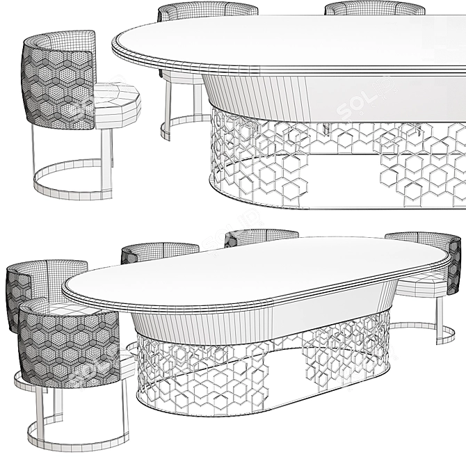 Elegant CLAIRMONT Longhi Dining Set 3D model image 2