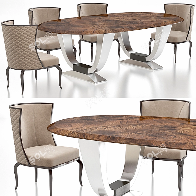 Luxury HERMES PLAZA DV Dining Table 3D model image 1