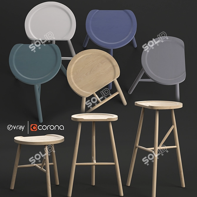 Sleek Puccio Stool: Impeccable Design 3D model image 1