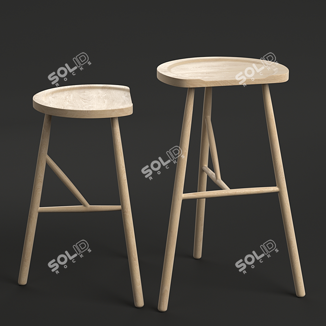 Sleek Puccio Stool: Impeccable Design 3D model image 3