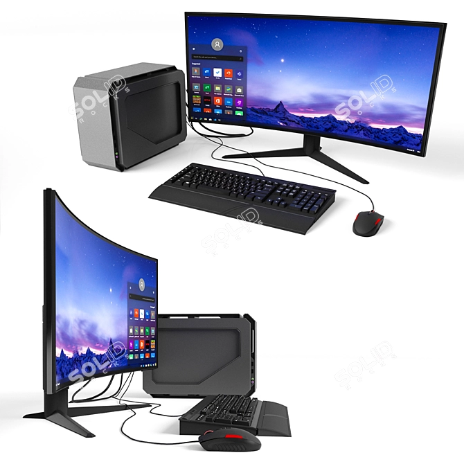 Ultimate Gaming Bundle: Monitor, PC, Mouse, Keyboard 3D model image 1