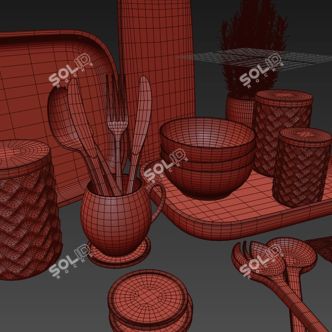 PBR Kitchen Accessories Set 3D model image 2