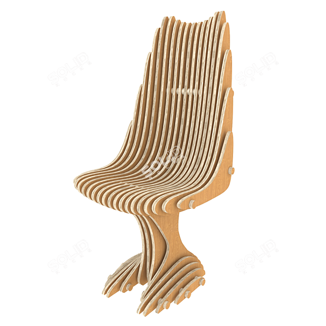 Elegant Parametric Plywood Chair 3D model image 1