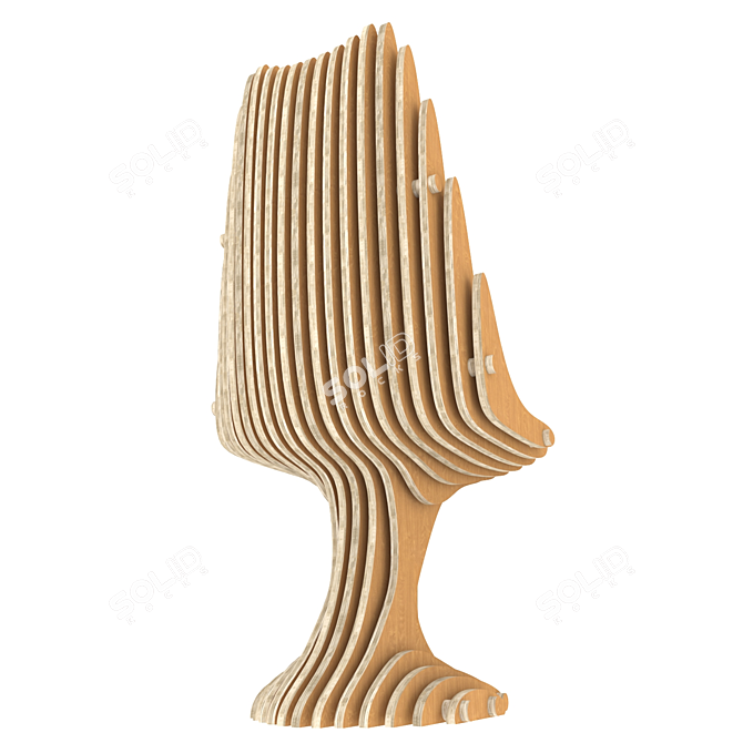 Elegant Parametric Plywood Chair 3D model image 2