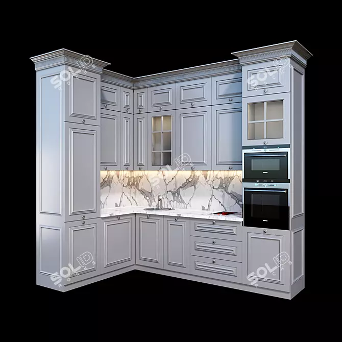 Modern Classic Kitchen: Timeless Elegance 3D model image 1