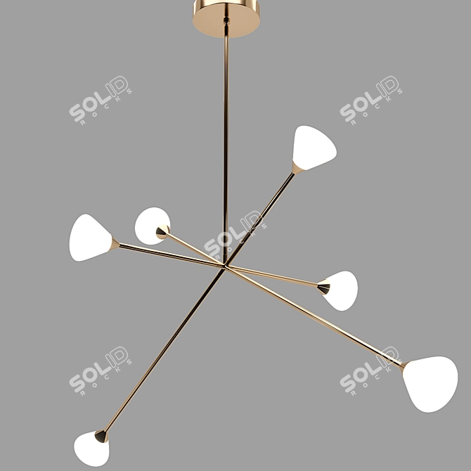 Contemporary Opal Glass Chandelier 3D model image 1