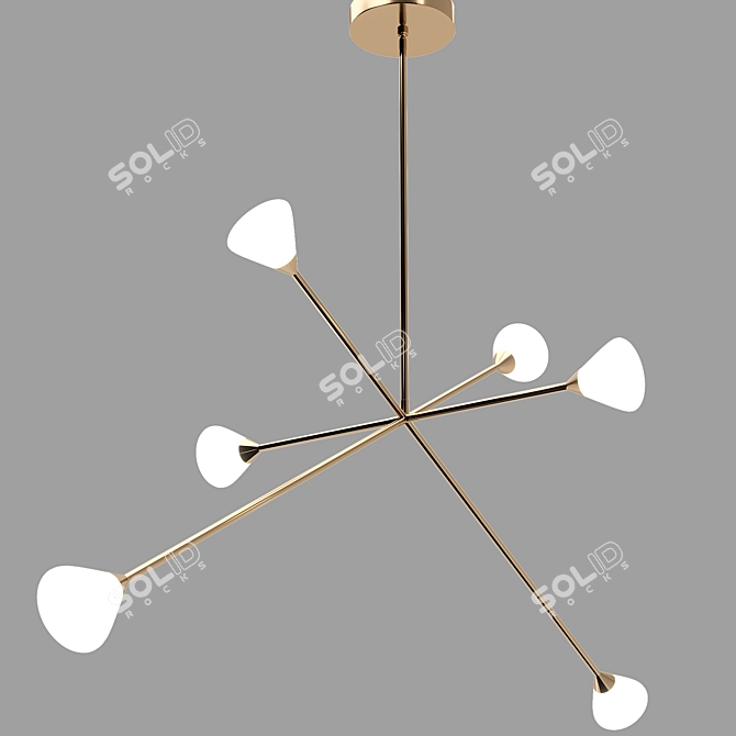 Contemporary Opal Glass Chandelier 3D model image 2