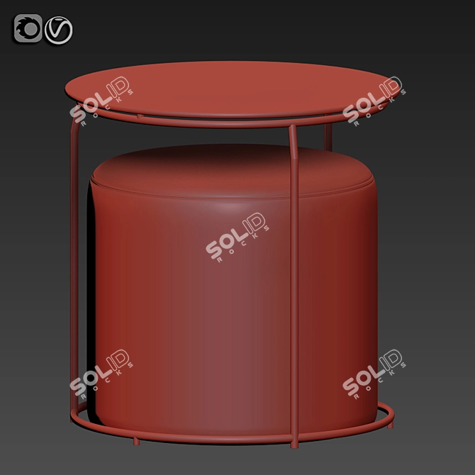 Versatile Kira Nesting Set: Table & Ottoman 3D model image 2