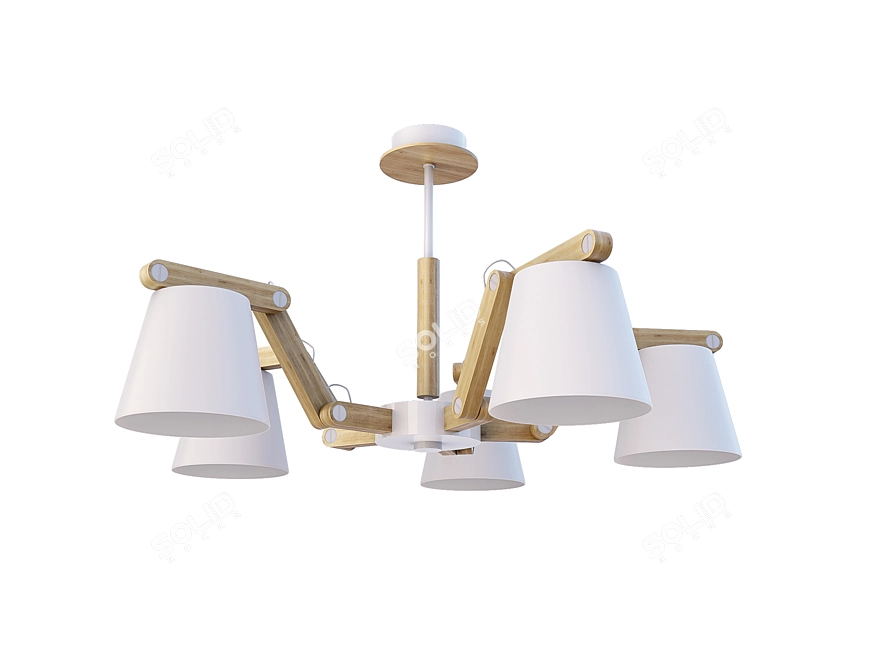 Alfa Joga White Pendant: 5 Lamps, 300W Total Power 3D model image 2