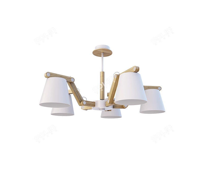 Alfa Joga White Pendant: 5 Lamps, 300W Total Power 3D model image 4